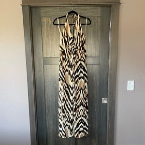 NY& Co maxi animal print halter dress size L